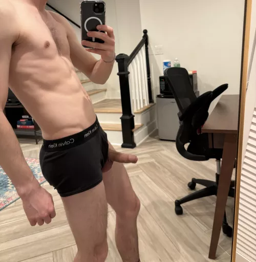 Late night gaming session, you still in the chair while I play with you under the table ;)