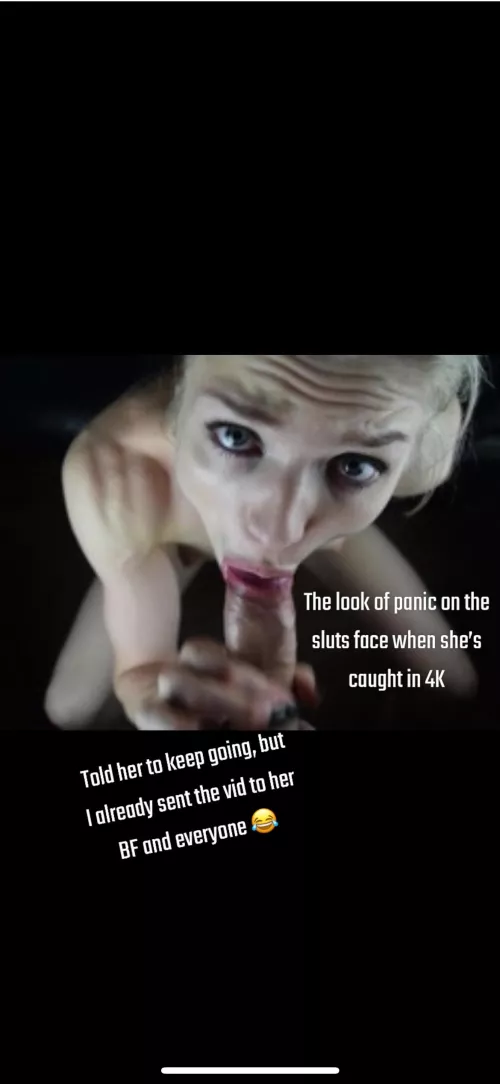 Dumb muscle bimbo caught cheating, keeps sucking cause i told her she doesnt realise i sent it to her BF already.