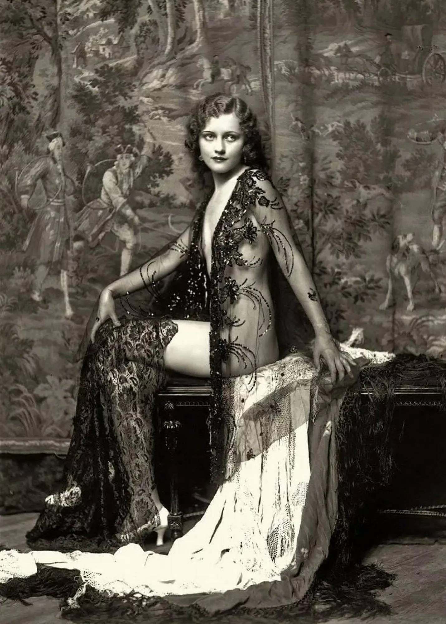 Historical hottie does risque fashion shoot