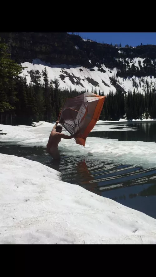 Just setting up camp on an ice flow