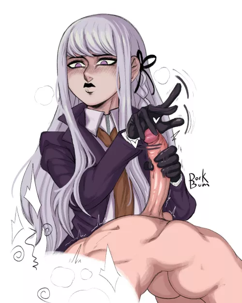 Kyouko furiously rubs the tip