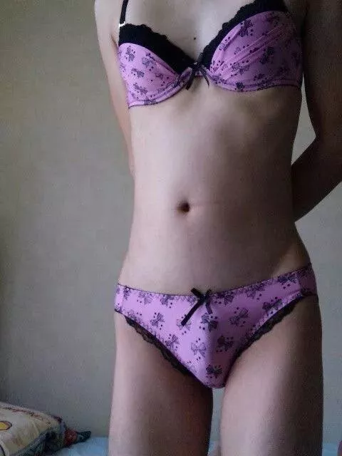 Lilac panty bulge