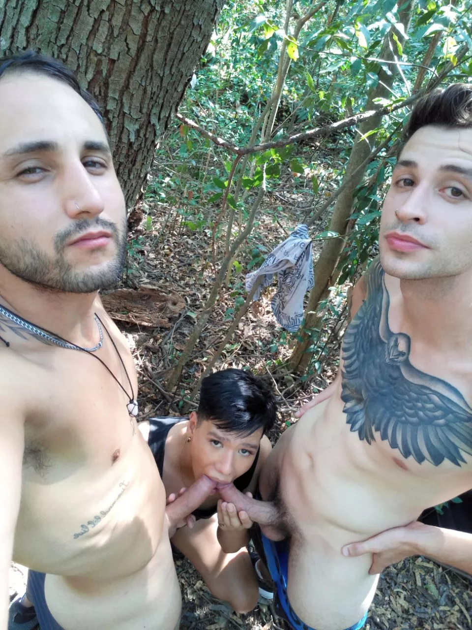 Lost in the forest he met 2 alpha males