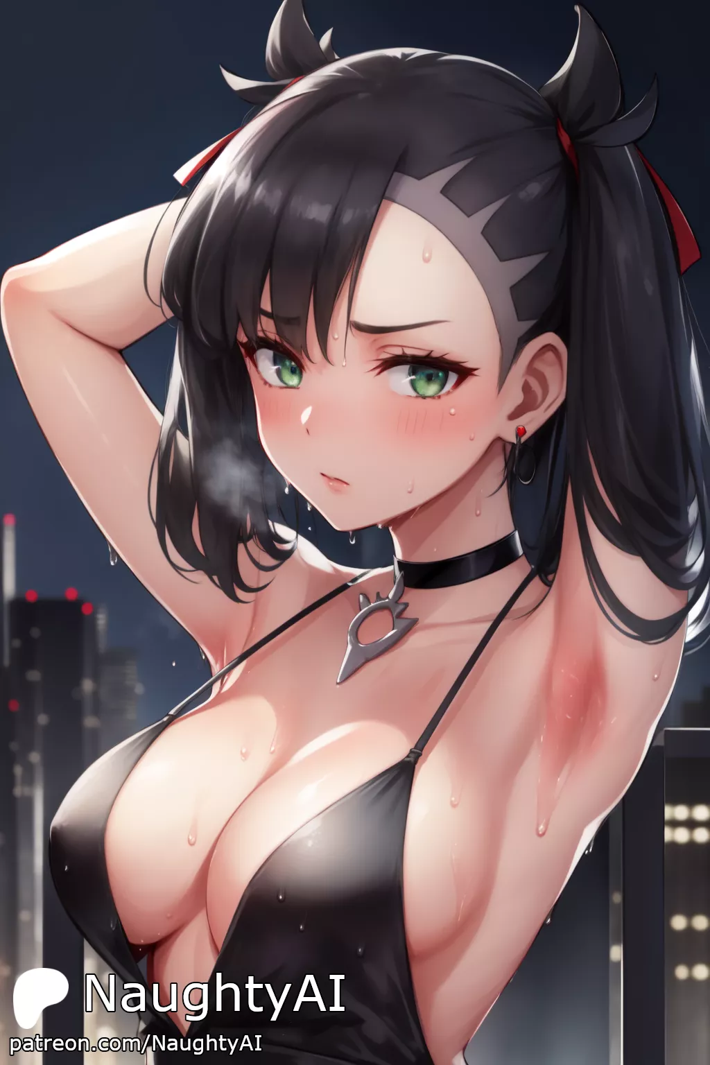 Marnie in sexy black dress