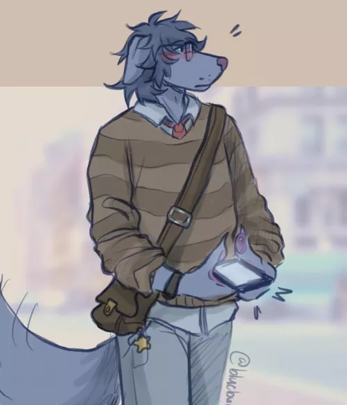 my fursona, blue! pls ask me some questions about him :3