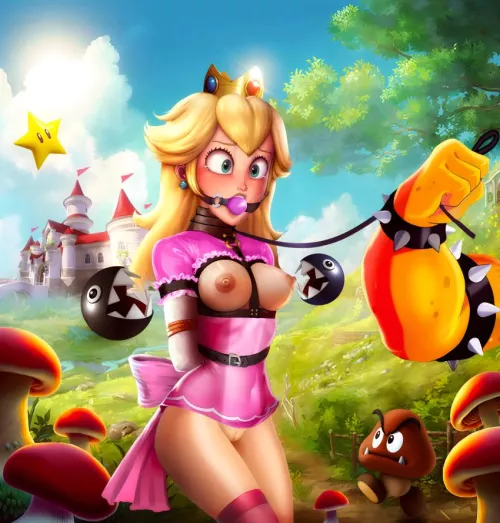 Peach being kidnapped by Bowser the best way ❤️(Artist : Restraintly)