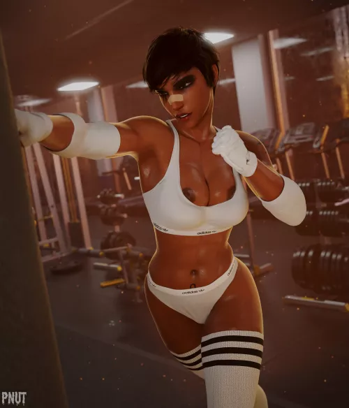 Pharah's late evening at the gym (pnut) [Overwatch]