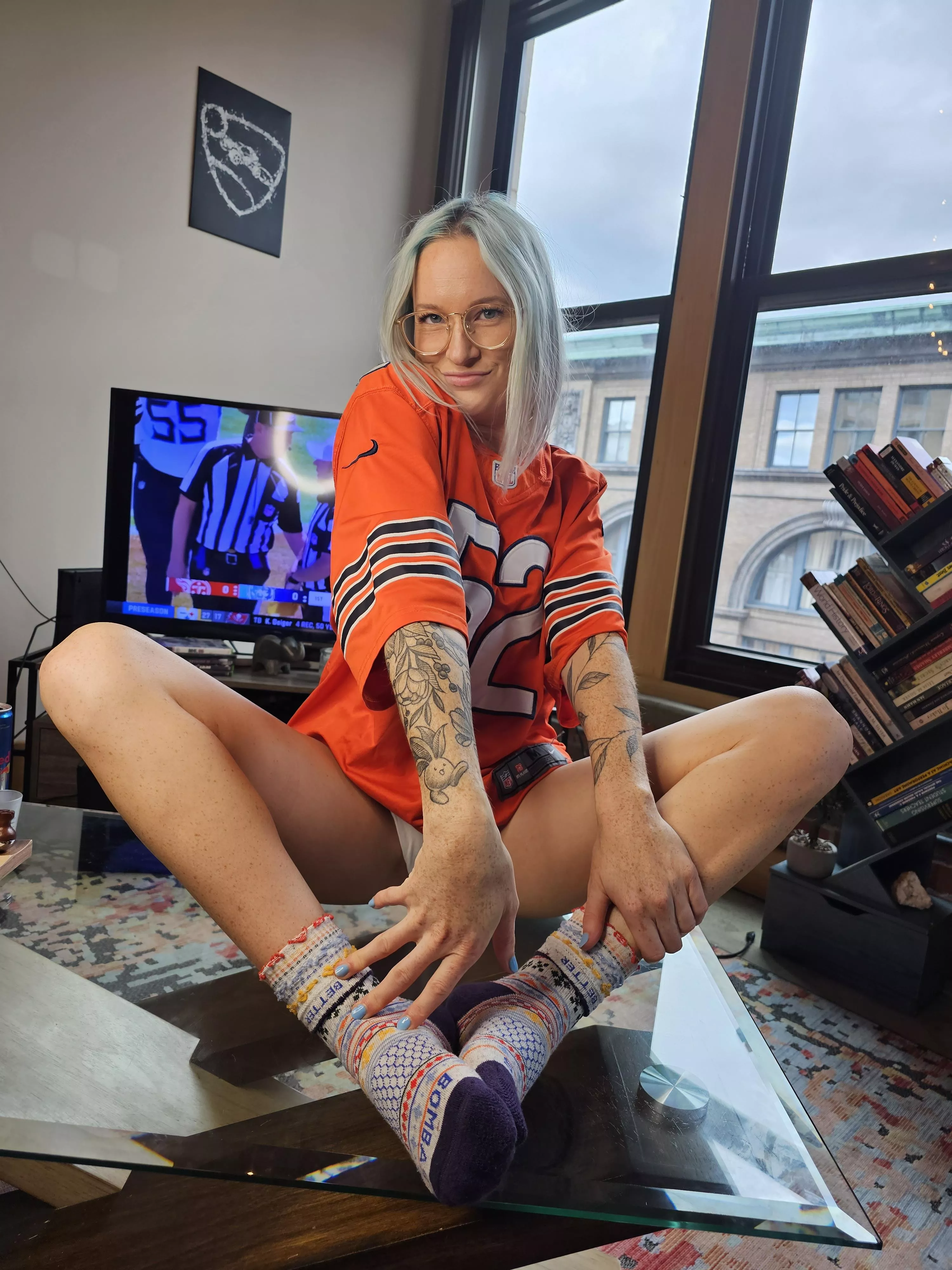 Take em off or leave em on? [F]