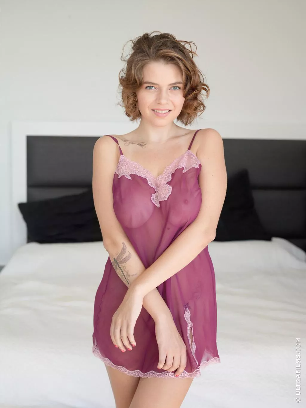 Wearing thin lingerie