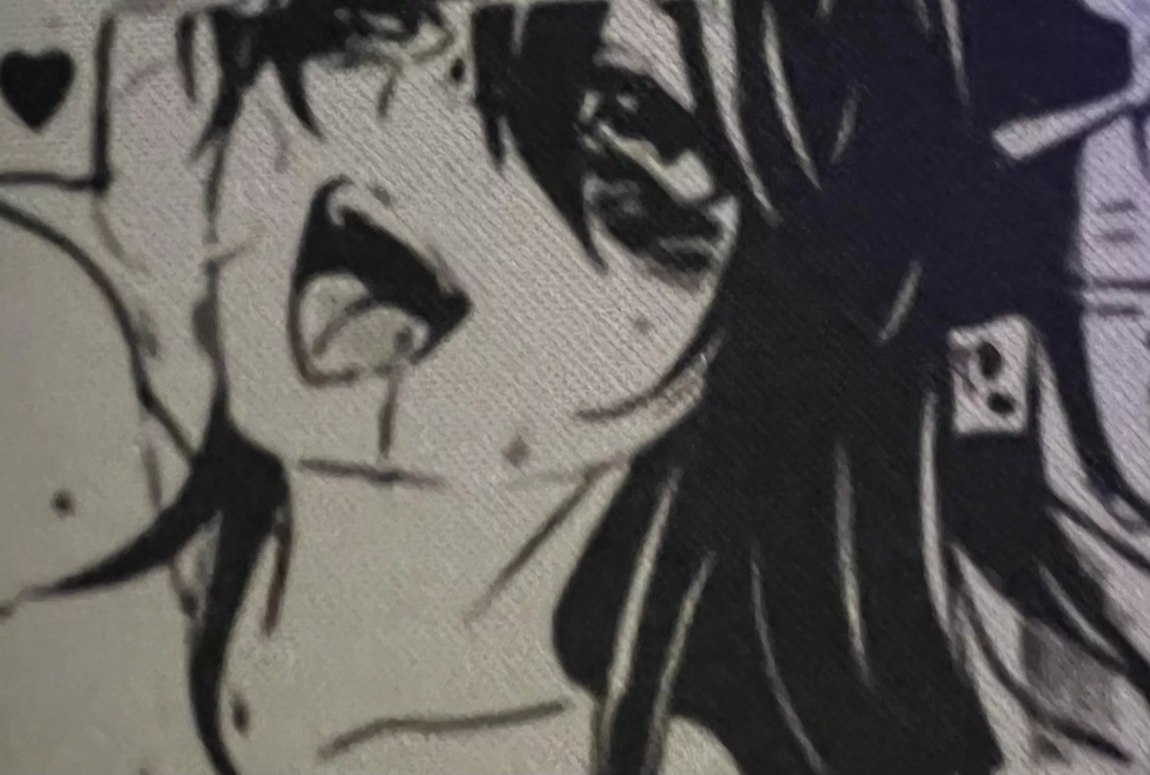 Lf mono source 1girl, black hair, tounge out, blushing, black heart, sweating, teeth, collar bone Lf mono source 1girl, black hair, tounge out, blushing, black heart, sweating, teeth, collar bone