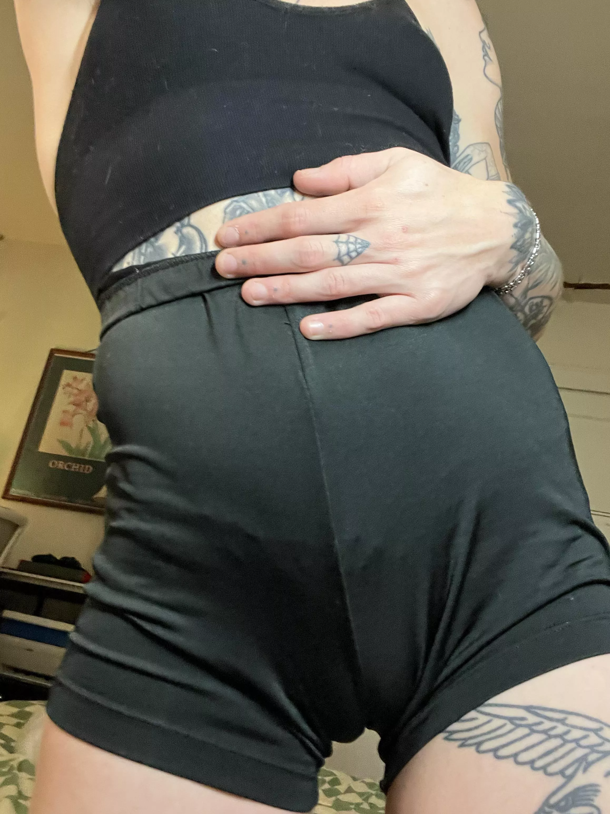 my favorite sub loves my tight black shorts