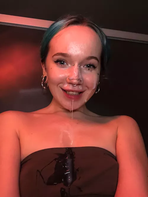 My mouth is fucked and my face is covered in cum.