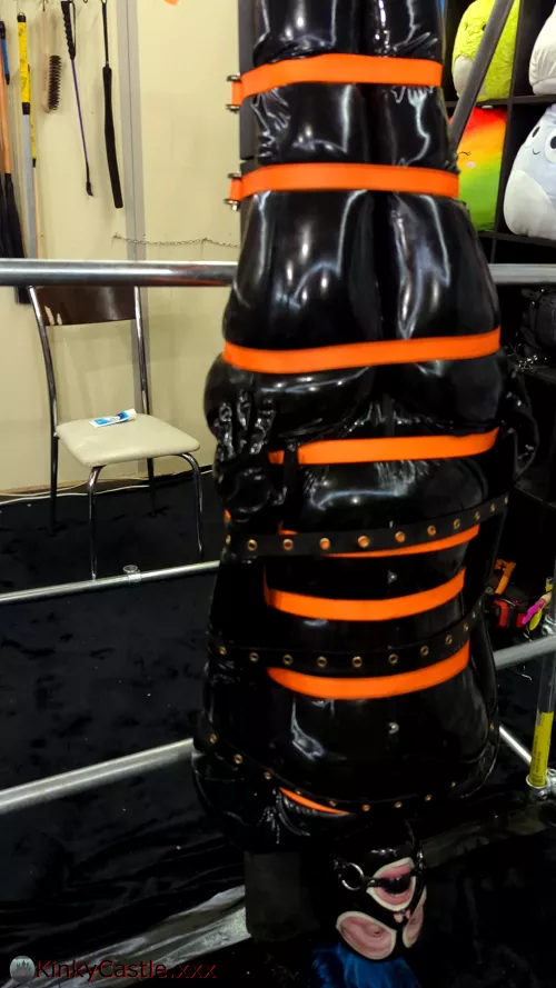 Rubberdoll strapped down, gagged, and inverted [OC] [F] [CC-SA]