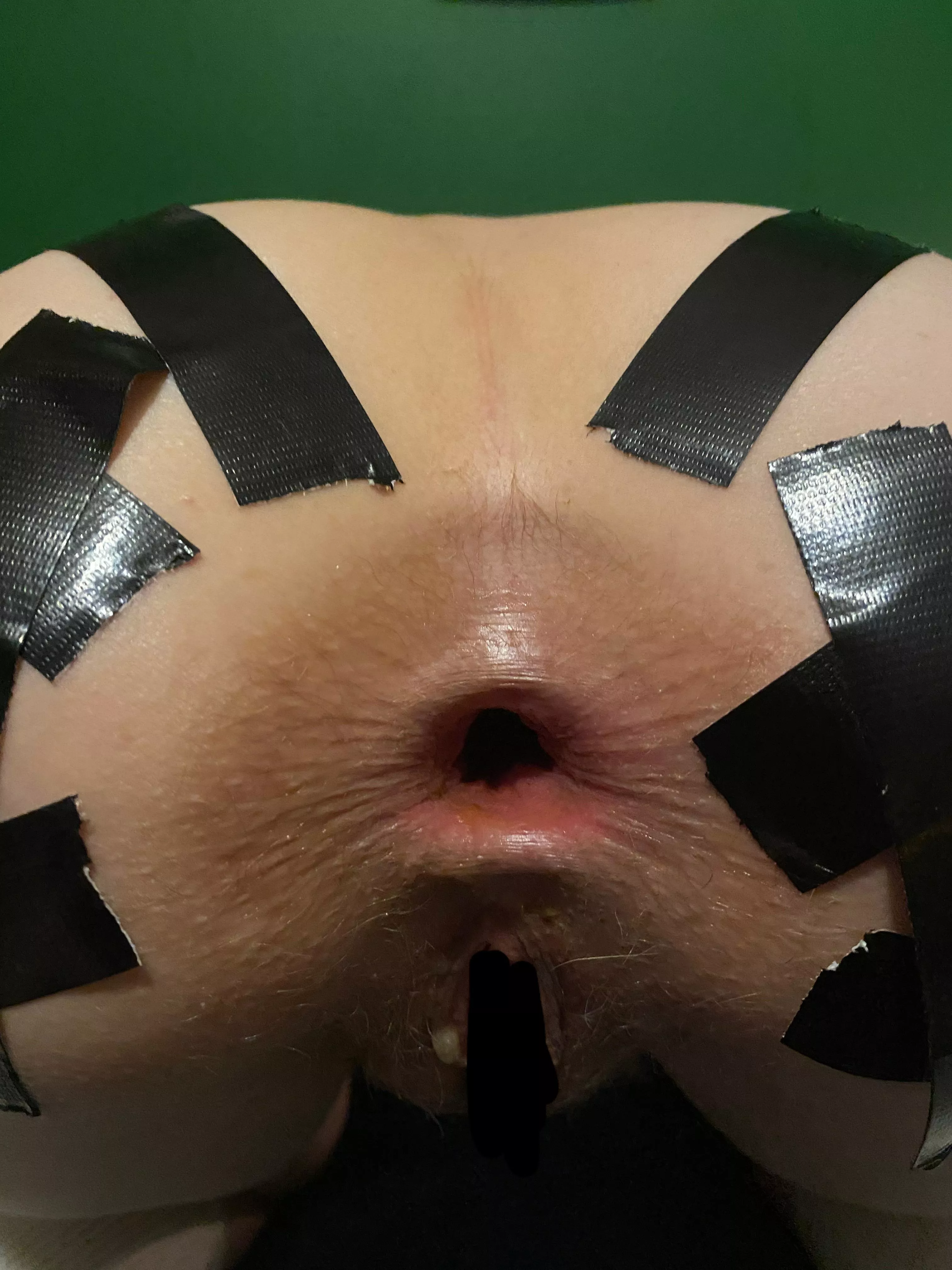 Taped, tied & gaped wide