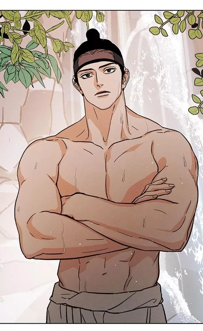 A muscled man with a topknot OMG (Under the Plum Blossom Tree)