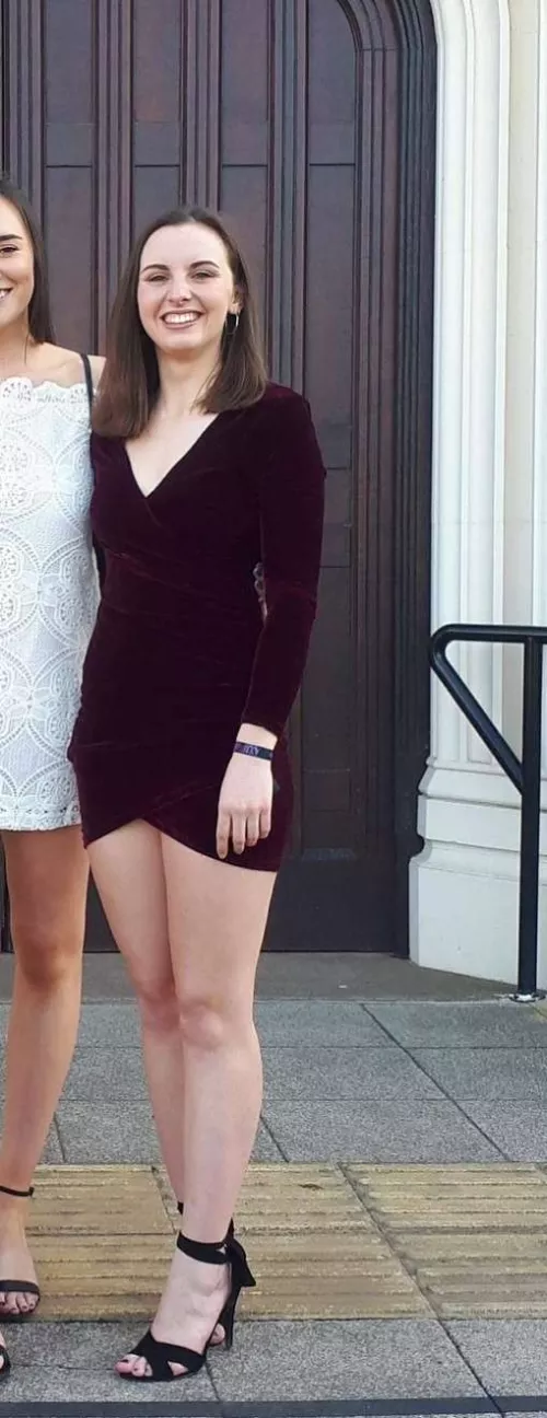 Amazing legs in short dress and black heels