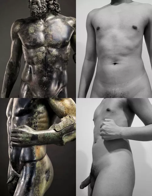 Figure study and imitation of Riace bronzes statues (460–450 BC)