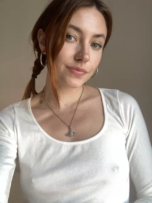 Braless in white, how risky ;)