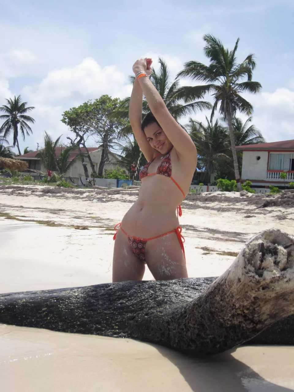 Freedom in Orange swimsuit