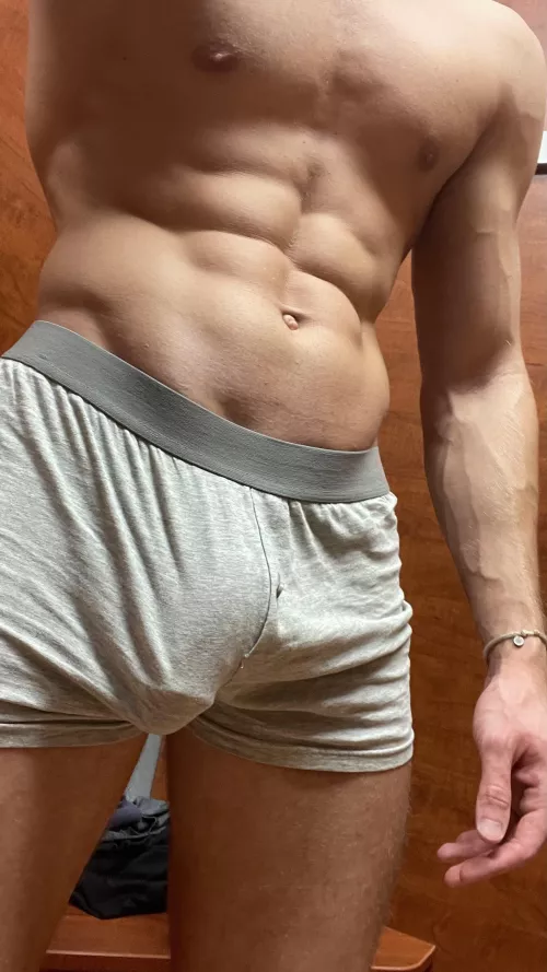 Grey boxers.