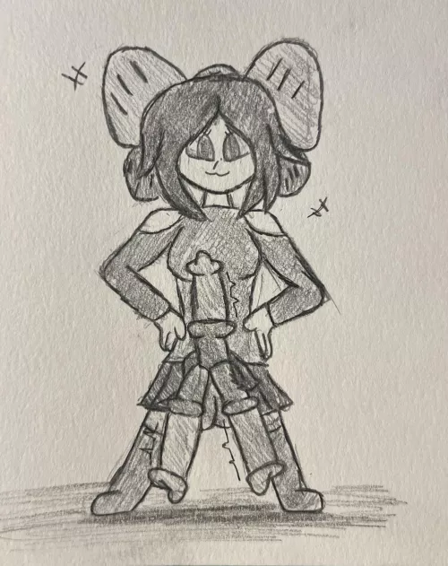 Random Doodle of a Girl with Three Horse Cocks