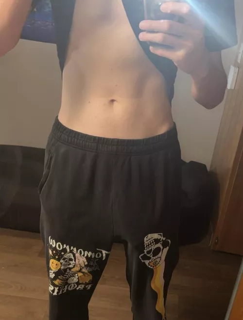 The pants cover it pretty well, but not well enough