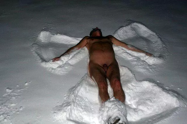 A little early snow, yes it was a dare to challenge other nudist friends.