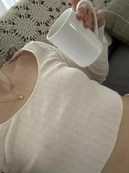 Braless morning w coffee :)