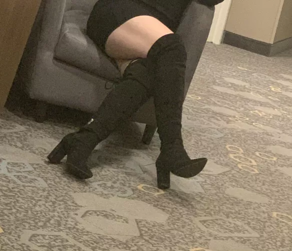 Cute college girl wears heels on a date