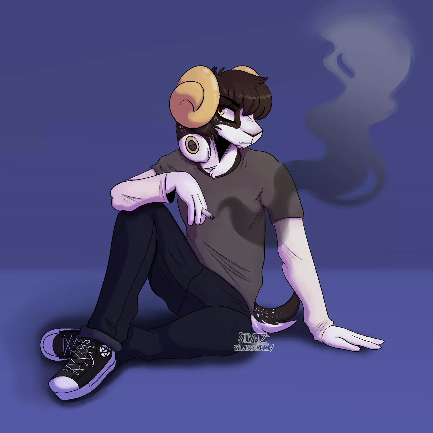 Goat boy [art by me, @silver.starlily on Instagram]