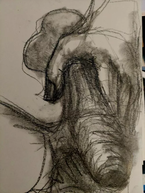 She pulled his ball with such strength that his penis almost retreated inside the skin (lead pencil)