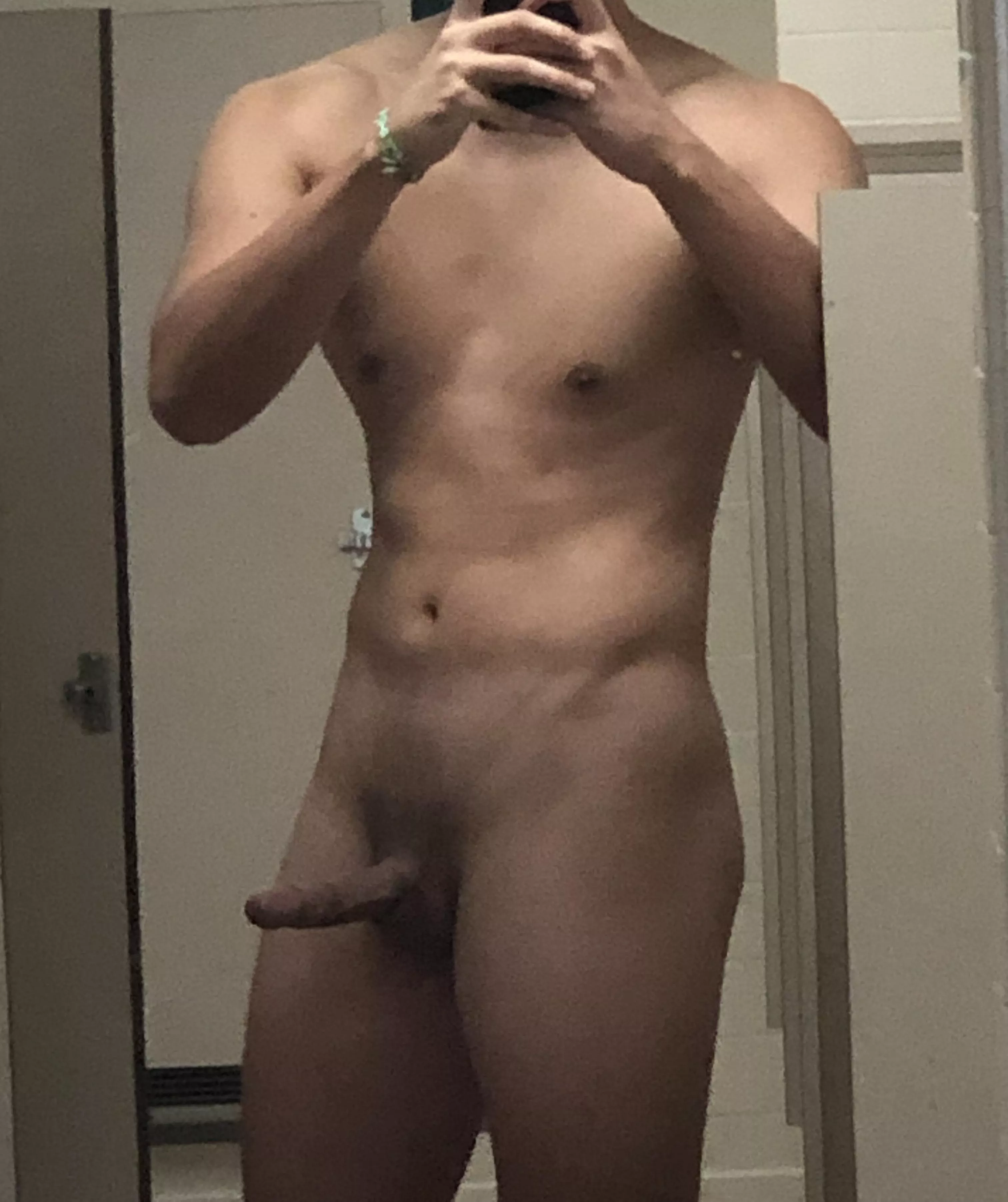 Very hard in a very public bathroom