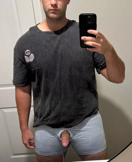 Would you let me know my dick was hanging out or just enjoy the view?