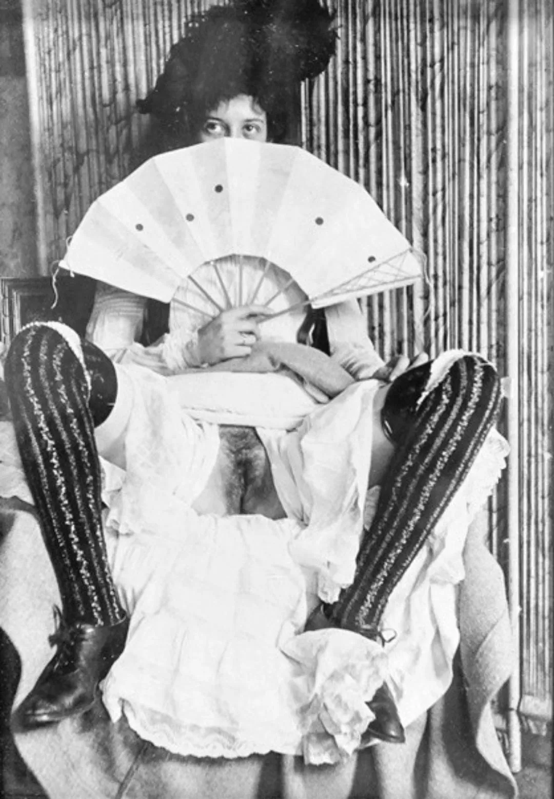 Dear Hubby, I’ve finally found a talent of my own! This darling girl Gertie is a fan dancer - quite an entrancing performer. She usually leaves a quite strategic area exposed for her audience to focus upon, and she kindly gave my ladies club a good vie