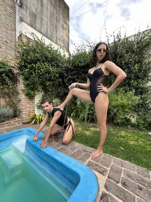 [domme] my dog is thirsty for some fun in the pool