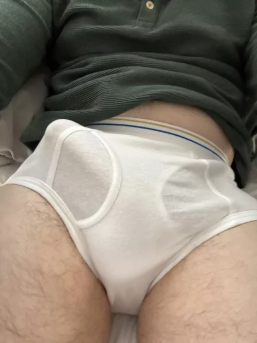 Hard cock, white briefs