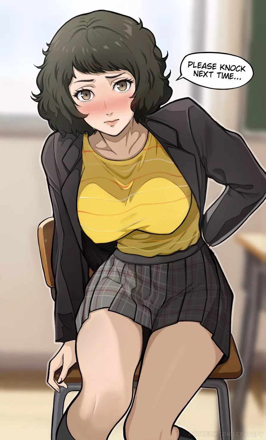 Kawakami tries on uniform (LepyPepy)