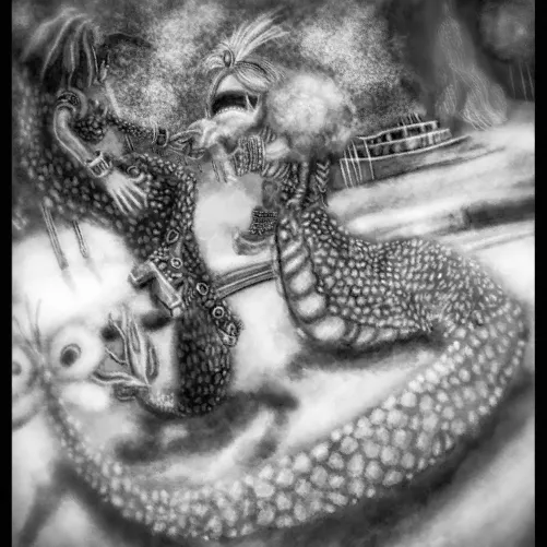 Queen Marilith and Lamia from Final Fantasy IX (own greyscale artwork)