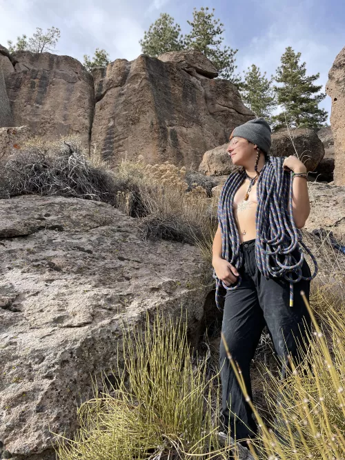 The climbing was a little tuff on my hands today, so figured tits out would make it better