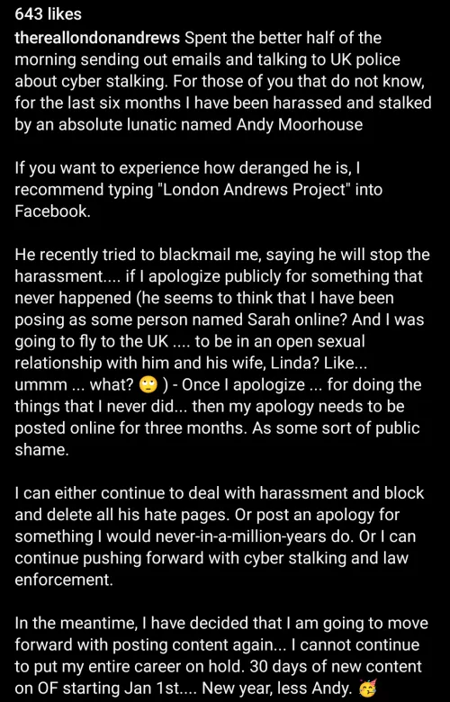 This is direct from London's/ Jess' IG page. I'm just posting as there's been several questions.