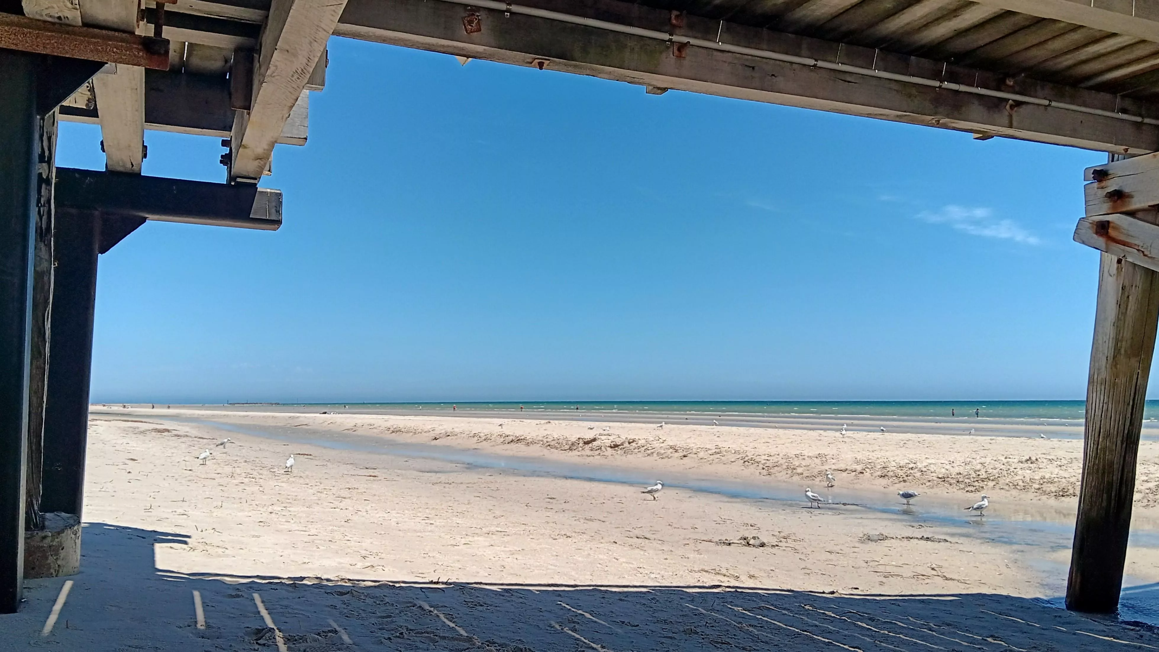 Under the jetty. You'd probably call it a pier!