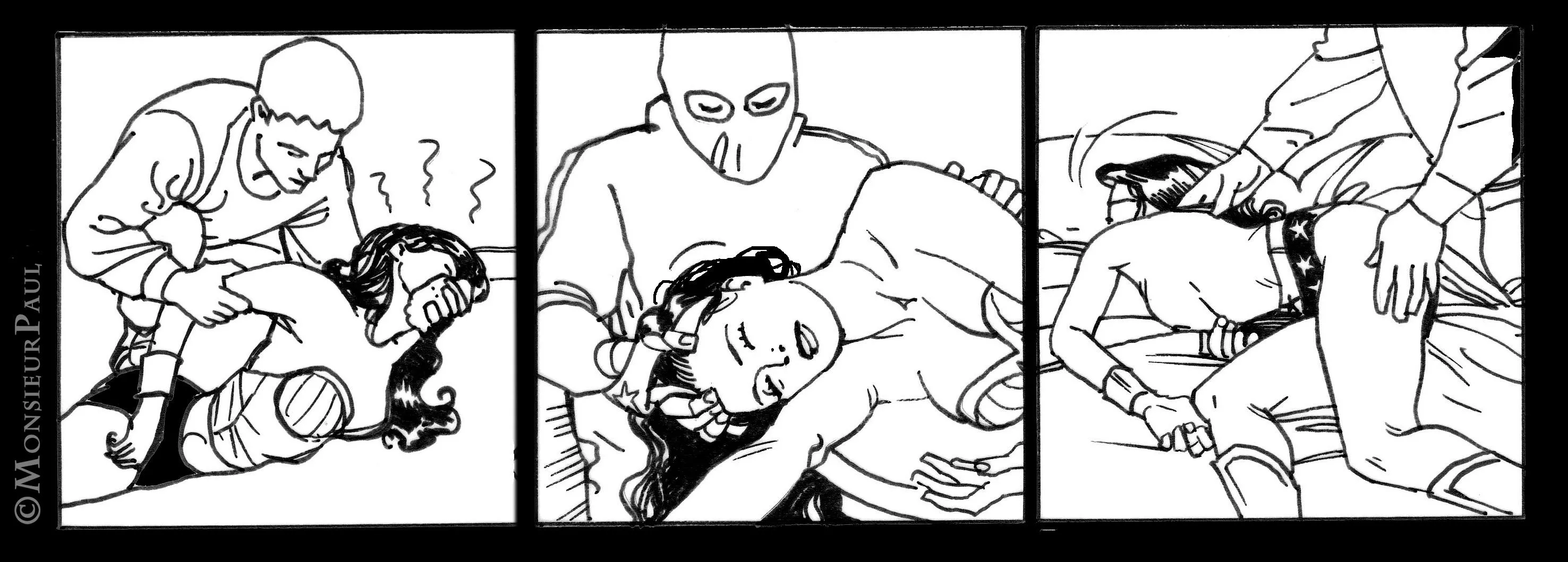 Wonder woman defeated and about to be raped
