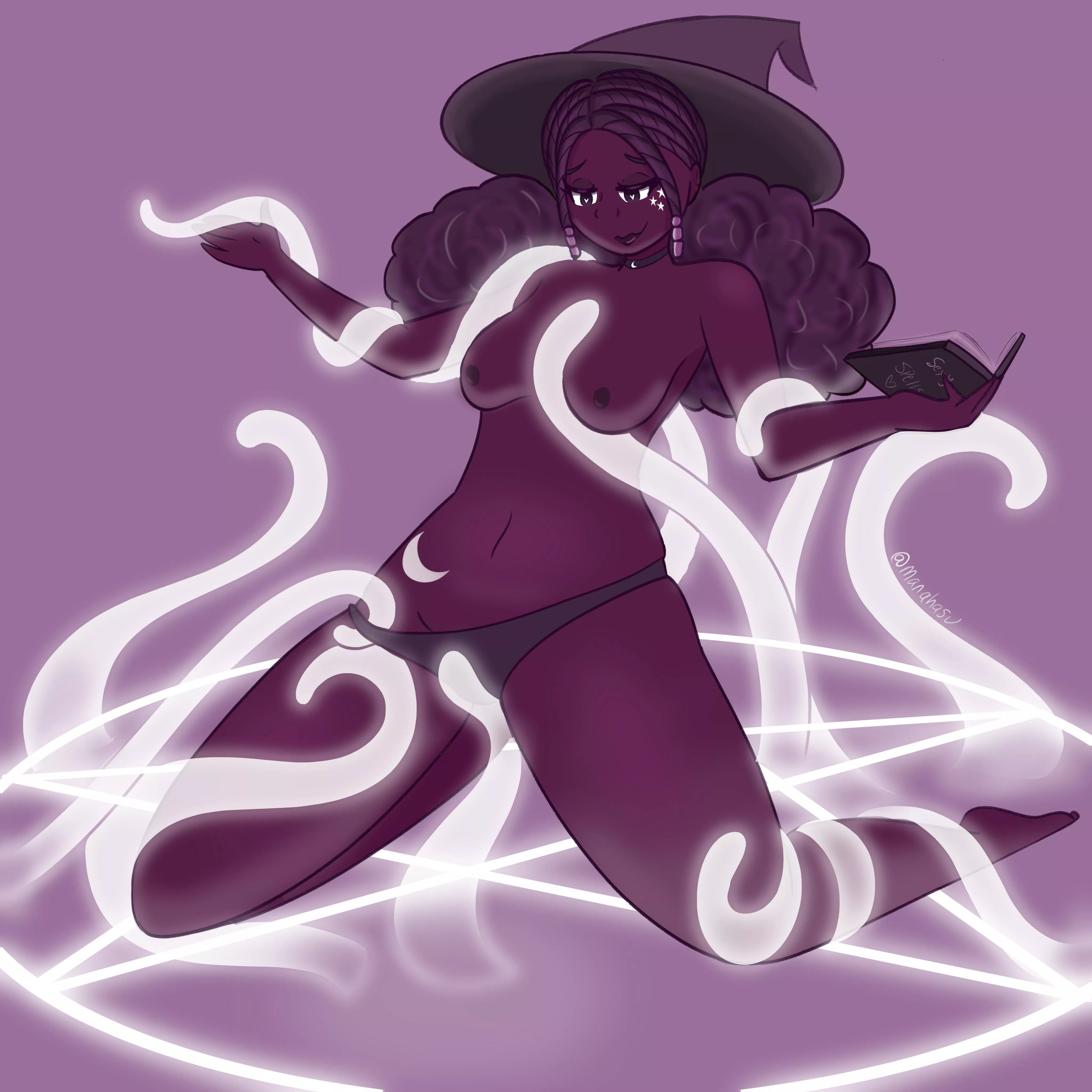 A witch and tentacles 🦑💜 (oc)