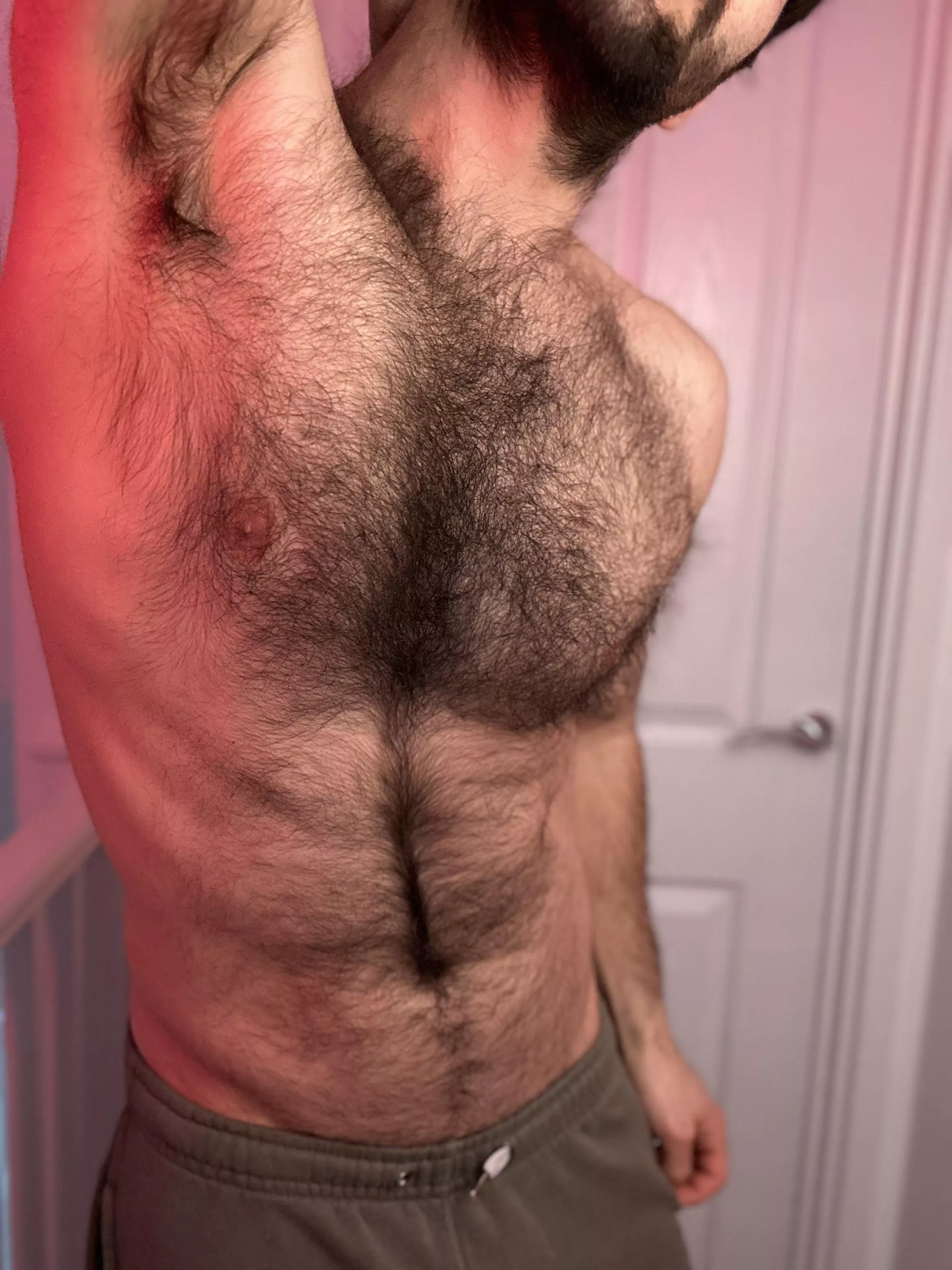 Armpit hair connecting to chest fur