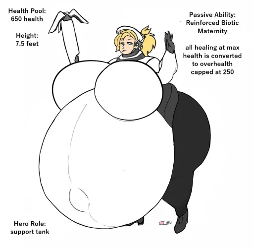 fatpreg and tall tanky mercy by @zeruxu