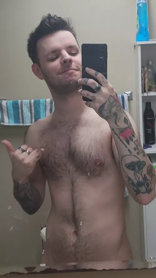 Fresh out of the shower with a much needed haircut