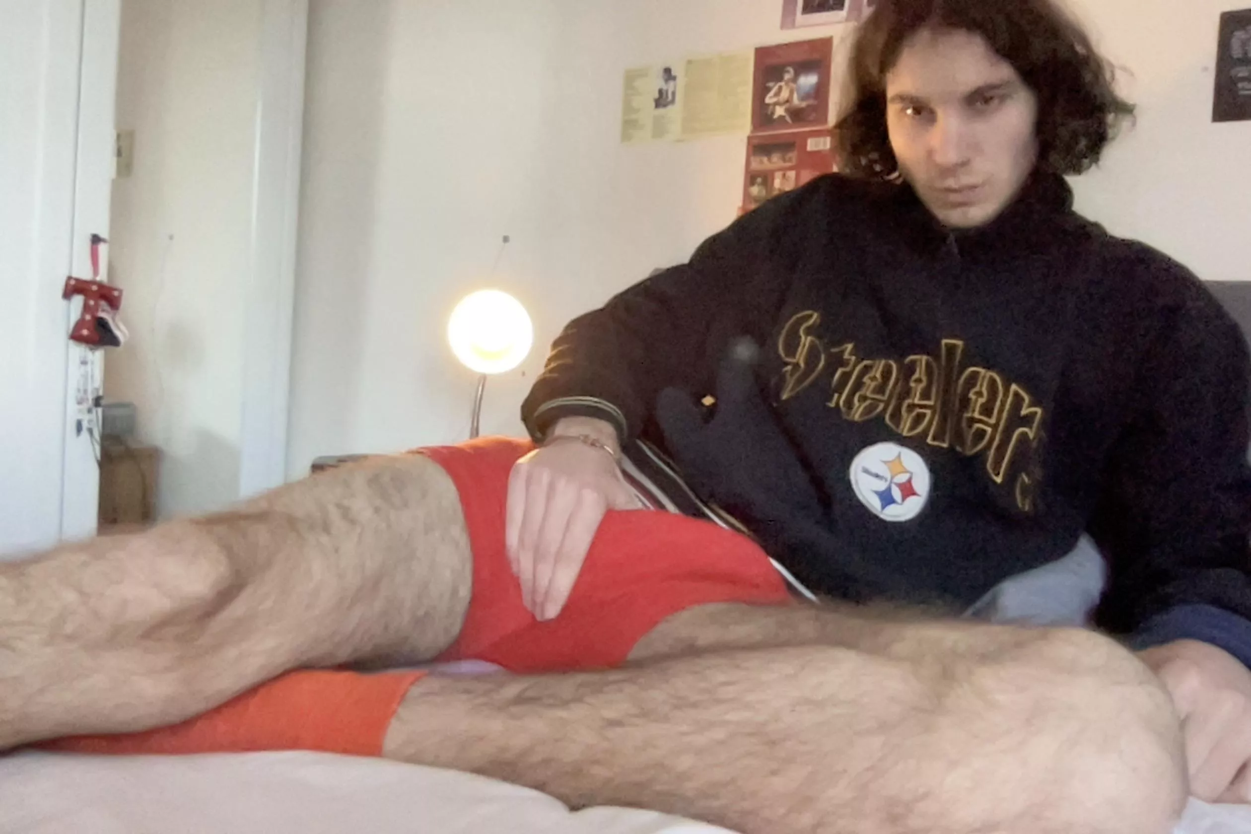 Grainy webcam dick outline ;)