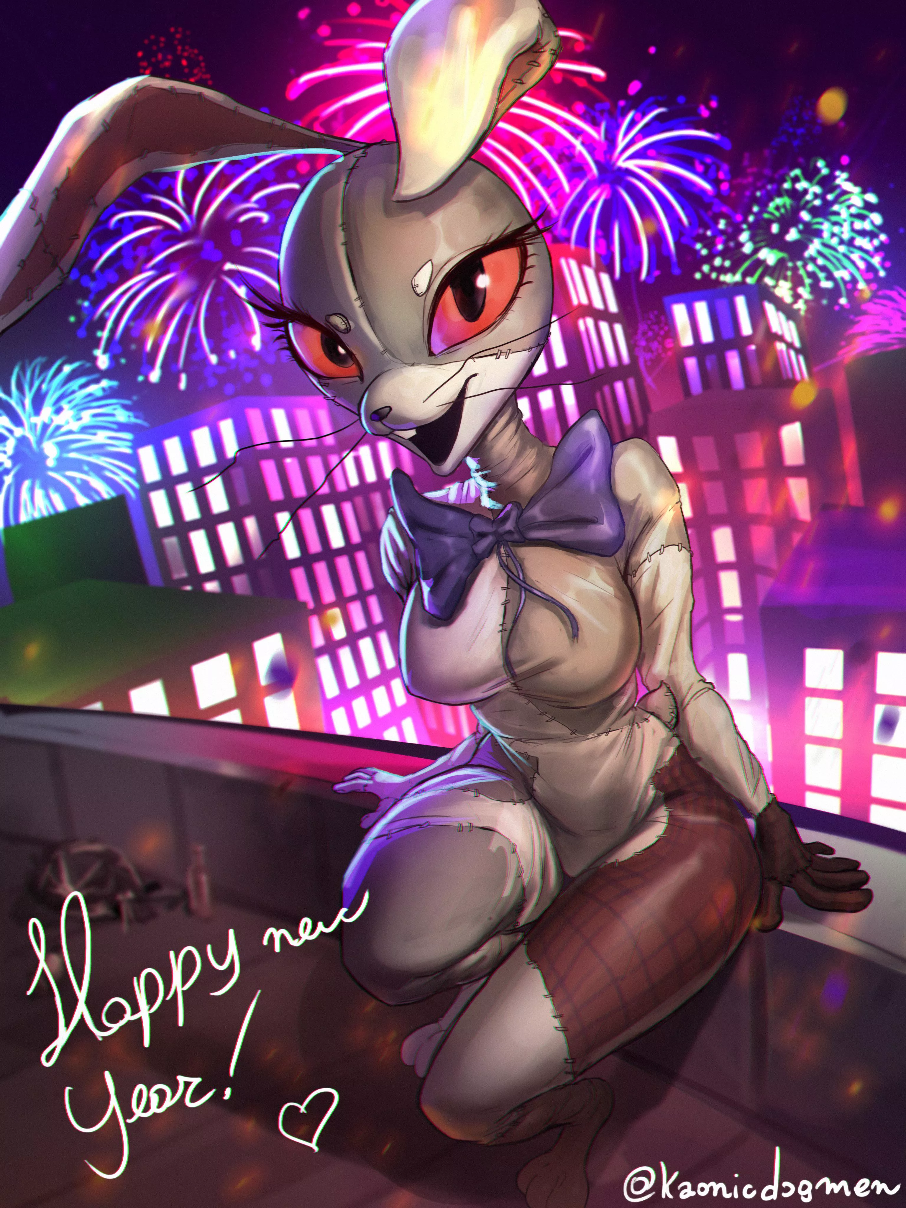 Is a character still a furry is shes a human in a furry suit? (Art by me, done to celebrate the New Year)