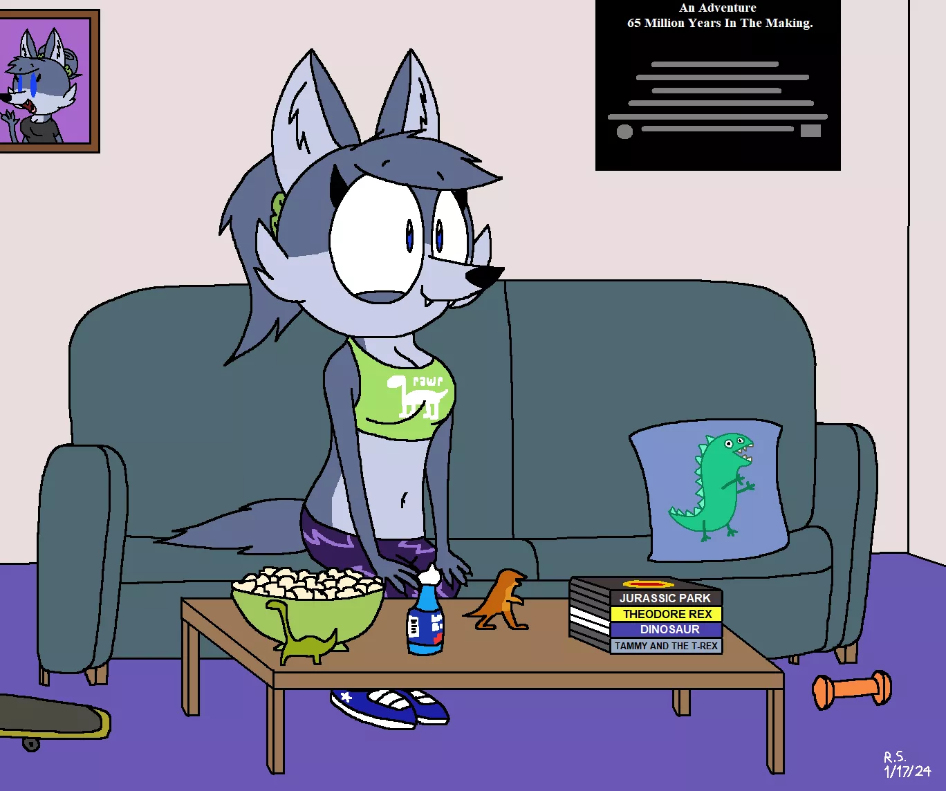 Lauren is a little bit of a dinosaur fan (art done by me)