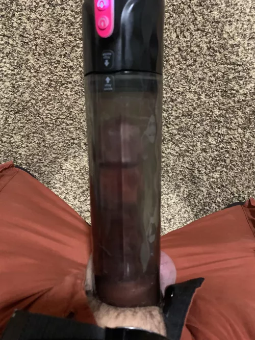 Love the feeling when pumping and you feel the pre cum running down your hard shaft.
